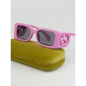 NEW Gucci GG1325S 006 Pink Grey Rectangle Unisex Sunglasses GG 1325S